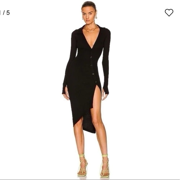 Alix Nyc Lanett Button-Up Asymmetric Dress Black - Picture 4 of 11